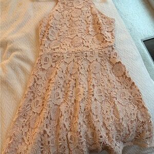 Lulu's Blush Floral Lace Dress